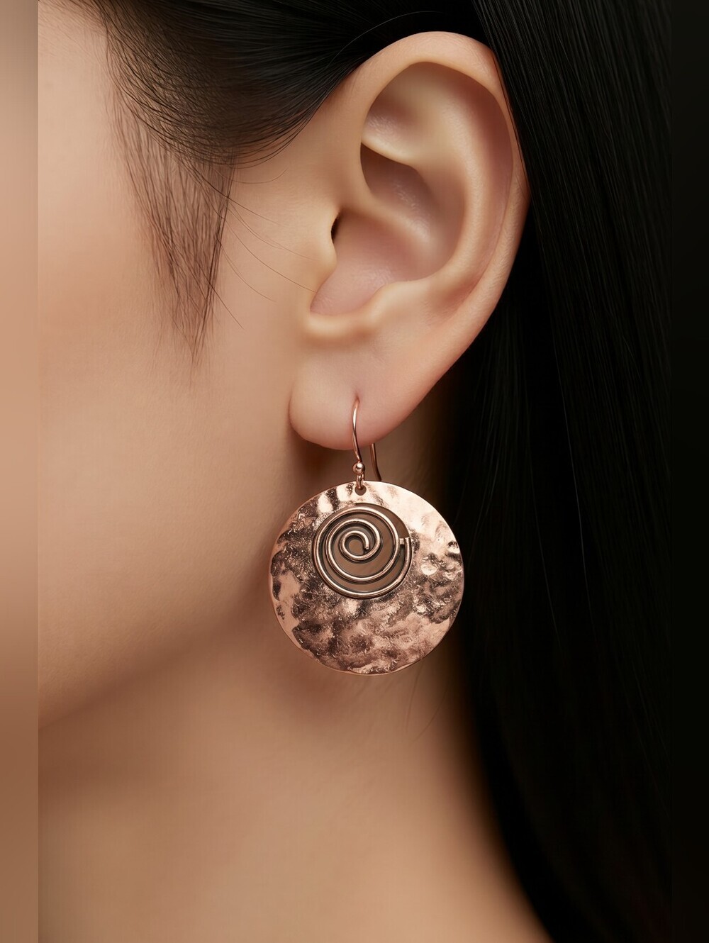 NWT nadineWEST Rose Gold Hammered Spiral Earrings ~1 3/4"